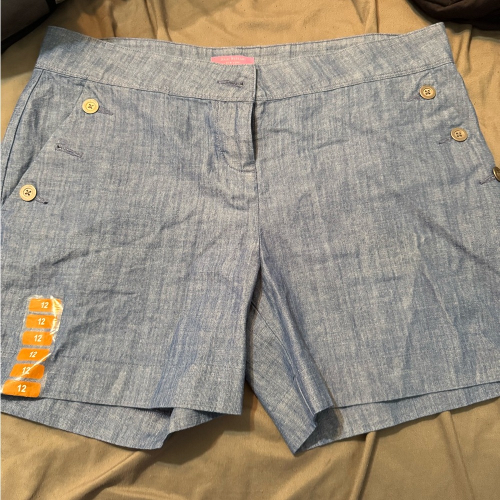 Isaac Mizrahi Blue Bermuda Shorts Tailored Chambray